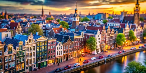 Obraz premium Miniature Cityscape: Tilt-Shift Urban Photography, Amazing City Views, Detailed Cityscapes, High-Resolution City Photos