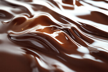 Liquid Chocolate Flows Smoothly with Glossy Texture Background