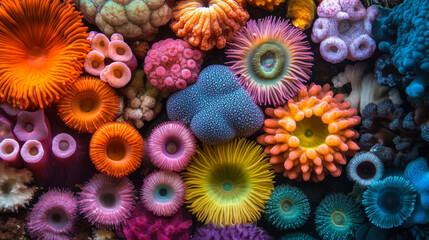 lots of colourful photogenic flower shape micro organisms