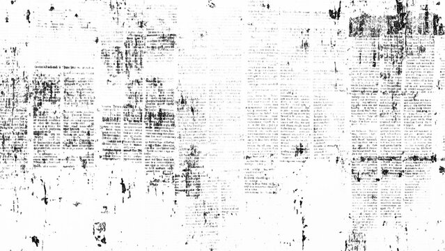 Vector white and black newspaper paper grunge vintage old aged texture. Vintage grunge newspaper collage background. Newspaper with old grunge vintage unreadable paper texture background.
