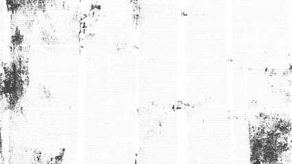 Vector white and black newspaper paper grunge vintage old aged texture. Vintage grunge newspaper collage background. Newspaper with old grunge vintage unreadable paper texture background.