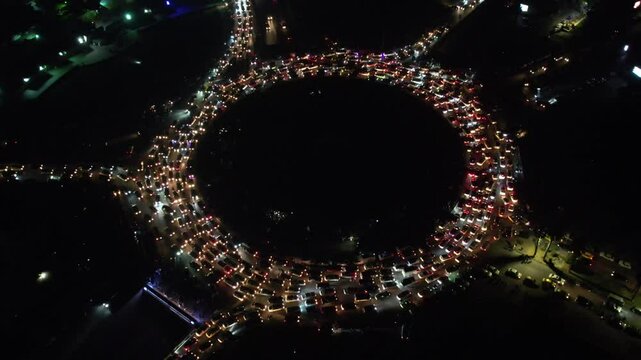 Aerial view of Damascus. Syrians celebrating the fall of Bashar al-Assad's regime. 