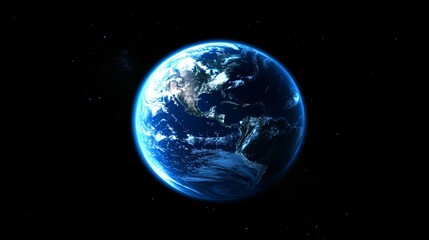 Naklejka premium Abstract blue digital planet Earth with a global network and connectivity concept