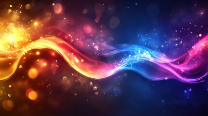 Fototapeta premium Colorful Waves of Light with Sparkles in a Dreamlike Background