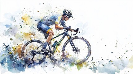 Watercolor Painting of a Cyclist in Motion
