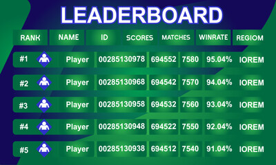 Obraz premium creative green color game leaderboard with abstract background vector template