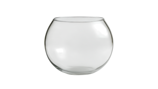 A Clean Empty Round-Shaped Fishbowl Ideal for Decorating Spaces or Presenting Aquatic Life Creatively.