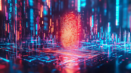 Fototapeta premium futuristic digital fingerprint being scanned