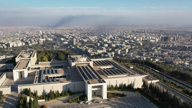 Smoke rises from air strikes on Damascus.