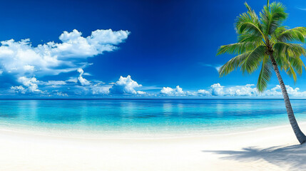 Obraz premium Summer Resort Beach Sea Relax Travel Vacation Palm Tropic Copy Space