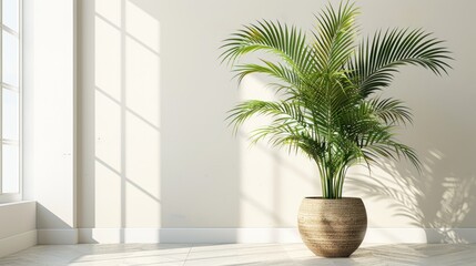 Serene Indoor Palm Plant in Sunlight