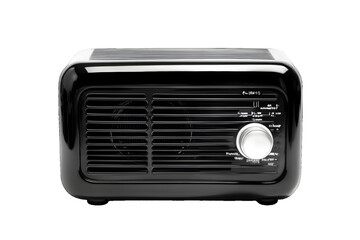 Obraz premium Retro black radio isolated on white or transparent background