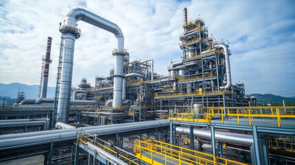 Fototapeta premium Close up Industrial view at oil refinery plant form industry