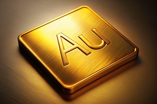 Minimalist Gold Chemical Symbol Photography: Au, Element 79, Atomic Number, Periodic Table, Alchemy, Luxury, Metal