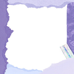 Purple frame png torn paper texture, transparent background