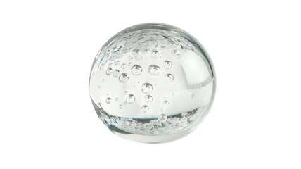 A Clear Glass Paperweight Featuring Intricate Bubbles, Ideal for Office Desk Decor and Unique Gift Ideas.