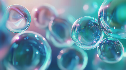 Naklejka premium A collection of blue bubbles floating in the air