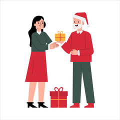 Vector Illustration of Hand Drawn Christmas Gift to Women
