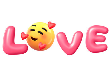 Love word png typography 3D element, transparent background