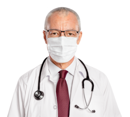 Male doctor png mockup with a face mask portrait
