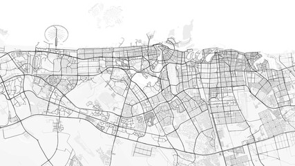 Map of Dubai, UEA. Perfect for posters, printing, wallpaper, and home decor. Maps with monochrome and black and white styles, suitable for those who want to customize