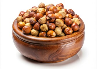Obraz premium High-resolution image: Roasted hazelnuts, warm and inviting, showcased in a charming clay pot.