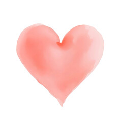 watercolor painting of a love shape, pink heart  isolated on cutout, transparent png