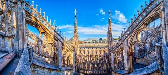 The roof of Milan Cathedral is a stunning display of Gothic architecture, Italy