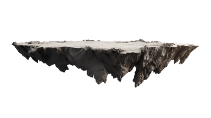 Floating Rocky Platform in Midair Surrounded by Empty Space, Perfect for Fantasy Worlds and Conceptual Artwork Representations in Digital Media