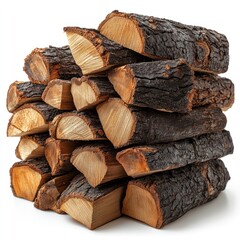 Fototapeta premium Stack of firewood logs isolated on white background. (2)
