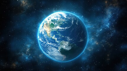 Obraz premium Stunning High-Resolution View of Earth from Space with Vibrant Colors and Stars