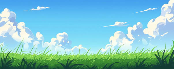 Green Grass, Blue Sky Background. Green grass, blue sky, white clouds background 