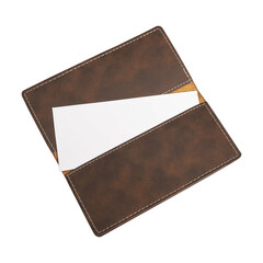 Colorful leather checkbook, clamshell and stitched checkbook blank mockup, isolated white background..