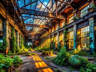 Obraz premium Urban Exploration Photography: Decaying Beauty, Abandoned Places, Grunge Textures, Industrial Ruins, Post-Apocalyptic Cityscapes, Dark Aesthetics