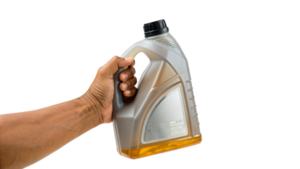 hand holding a bottle of engine oil