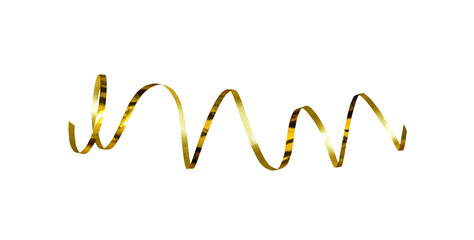 Golden twisted ribbon for holiday decorations isolated on white or transparent background
