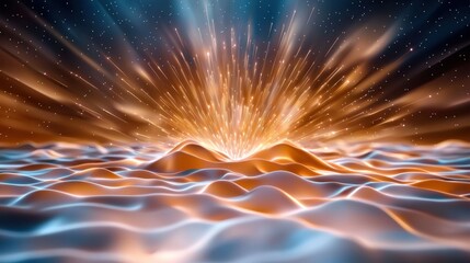 A captivating futuristic design featuring a mesmerizing triangular pattern with light rays emitting from the center, creating a modern and sleek digital wallpaper perfect for contemporary interiors.