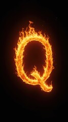 Blazing Letter Q in Flames
