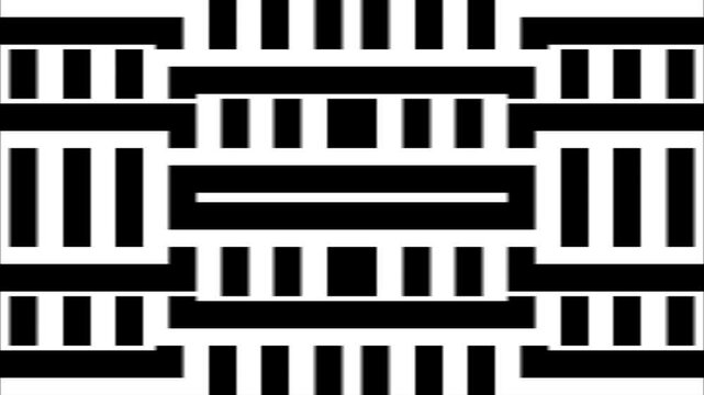 A striking black and white abstract pattern featuring lines, stripes, and geometric symmetry. Perfect for modern designs, print materials, or digital backdrops with a bold and minimalist aesthetic.
