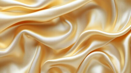 Obraz premium Smooth, flowing golden satin fabric with elegant drapes and a luxurious sheen.