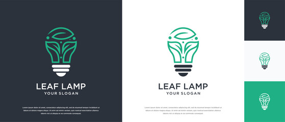 Obraz premium Natural light bulb technology logo design. Technology leaf light logo template. Natural energy logo symbol icon