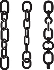 Obraz premium Silhouette Black link chain vector icon illustration set collection isolate on white background