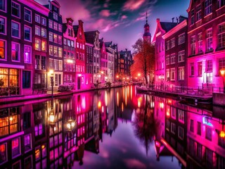 Fototapeta premium Neon Pink & Fuchsia Night Photography: Vibrant City Lights, Glowing Textures