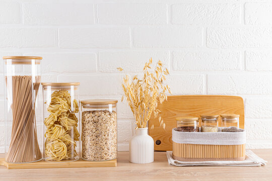 Modern kitchen pantry with neatly stored food items