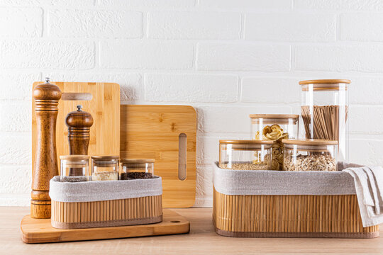 Modern kitchen accessories on a white background