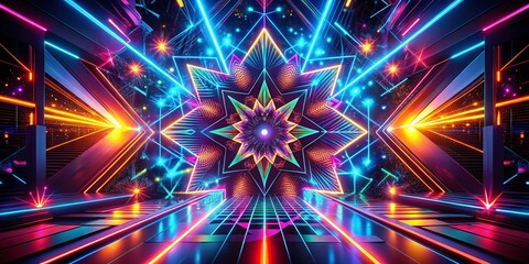 Fototapeta premium Neon Silhouette Photography: Dynamic Tech Patterns, Abstract Background Images