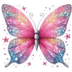 Glitter Butterfly Clipart Vector Illustration