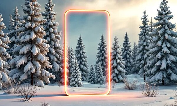 3d rendering of mirrors rectangle in nature