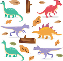 cute hand drawn dinosaur theme vector pack