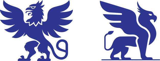 Griffin icon vector art illustration set collection, griffin shape on white background